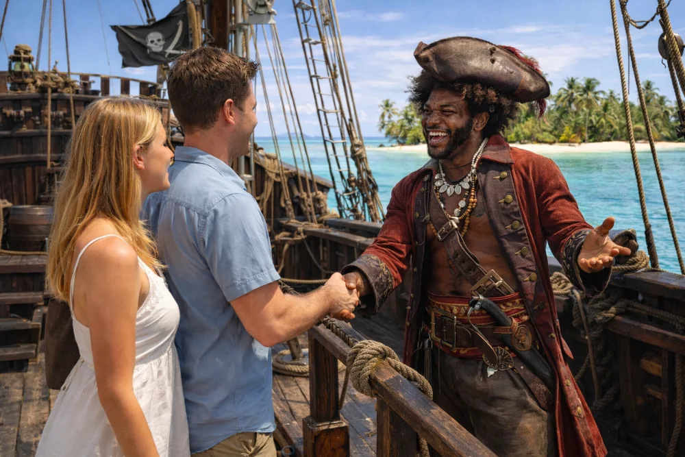 On board the Pirates of the Pacific ship